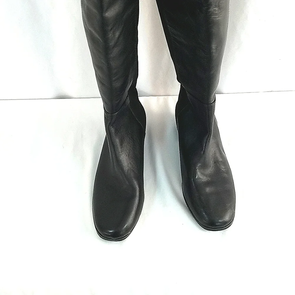 Vince Camuto Karita Over The Knee Boot Leather and Fabric Black Size 5M